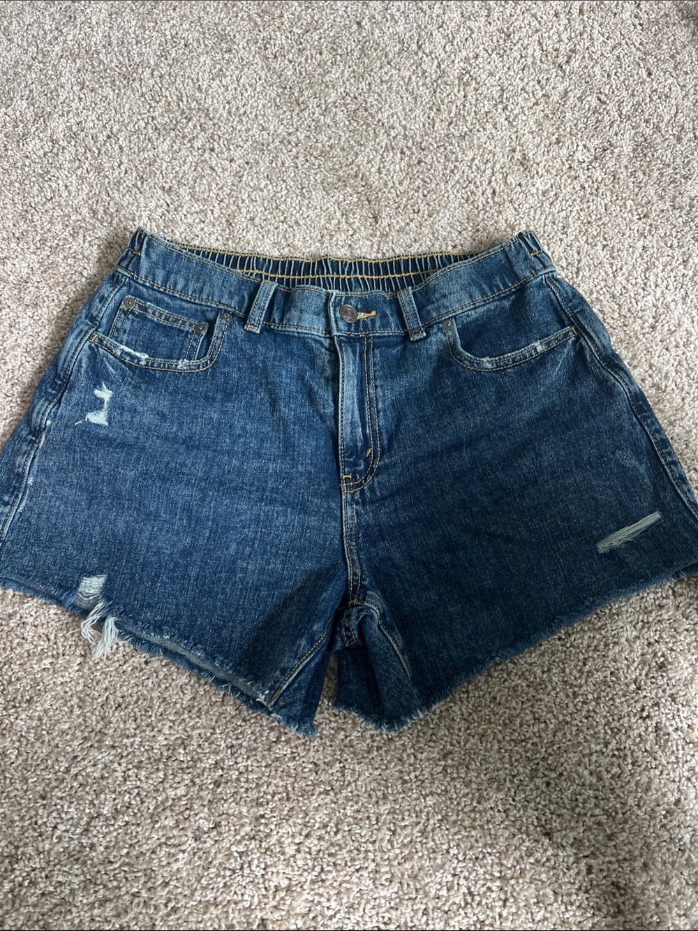 aerie Dark Blue Distressed Denim Shorts